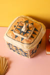 Ex Sample/Seconds Papier Mache Square Jar with Lid - Blue & Orange