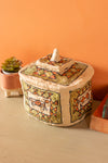Ex Sample/Seconds Papier Mache Square Jar with Lid - Green & Orange