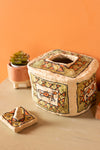 Ex Sample/Seconds Papier Mache Square Jar with Lid - Green & Orange