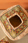 Ex Sample/Seconds Papier Mache Square Jar with Lid - Green & Orange