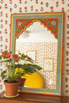 Red & Blue Hand Painted Arched Mirror