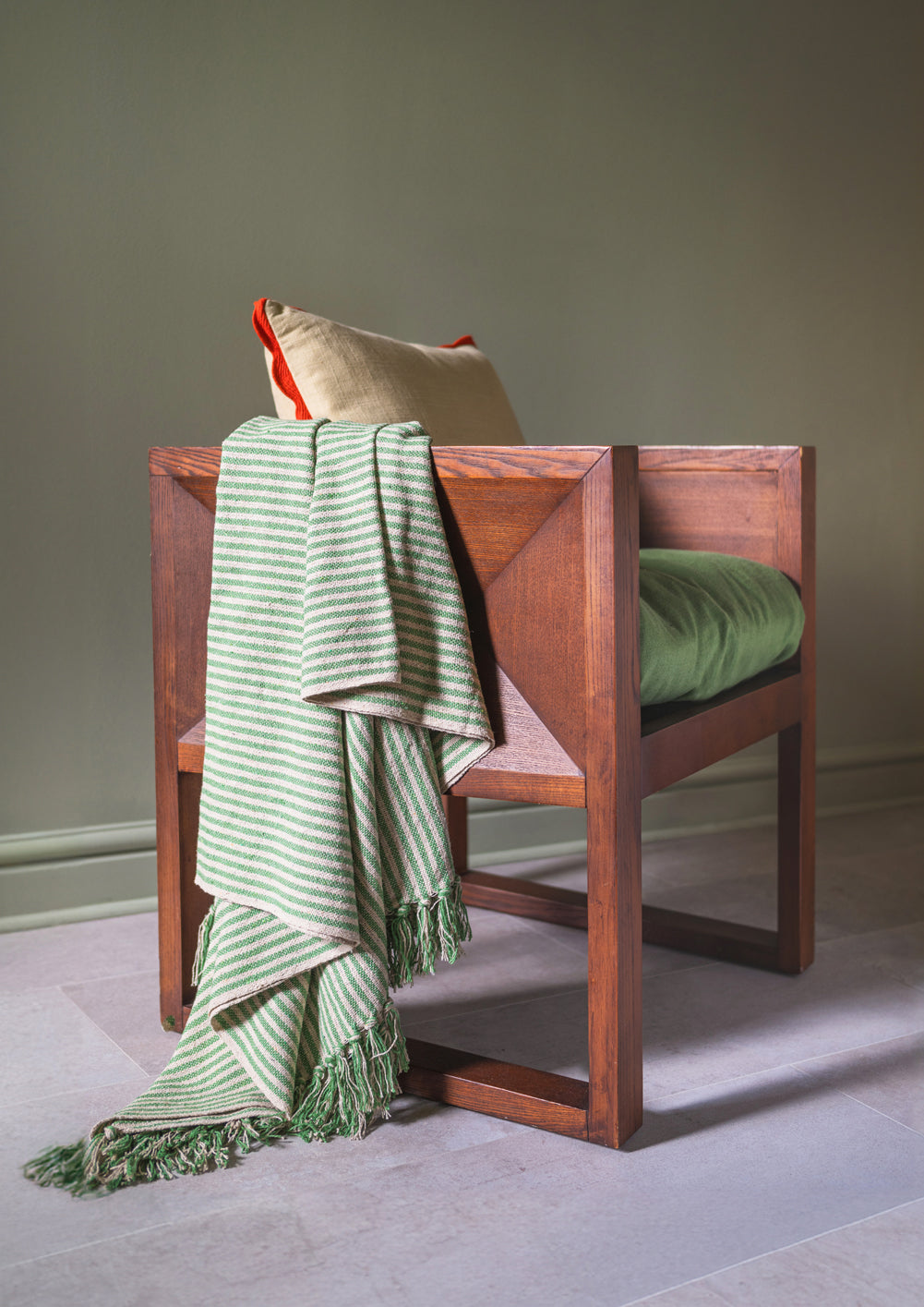 Green Stripe 100% Recycled Cotton Throw