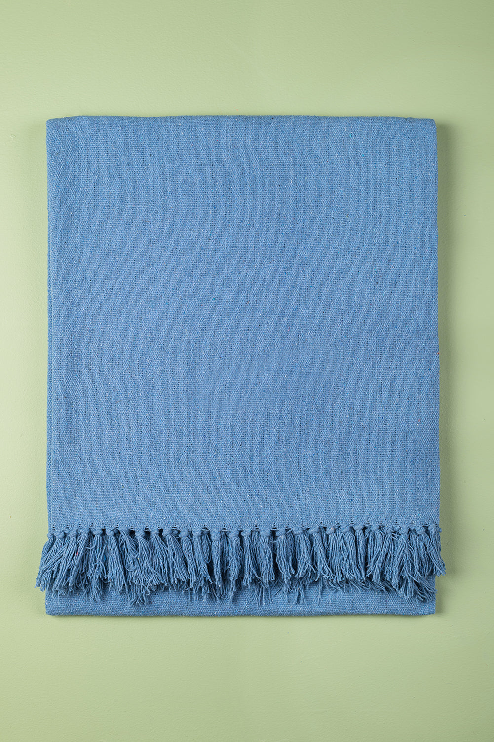 Pale Blue Recycled Cotton Block Colour Throw