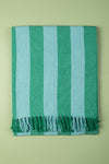 Dark Green & Turquoise Midi Stripe Recycled Cotton Throw