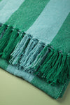 Dark Green & Turquoise Midi Stripe Recycled Cotton Throw