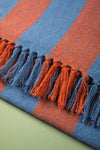 Pale Blue & Orange Midi Stripe Recycled Cotton Throw