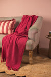 Red & Pink Recycled Cotton Striped Throw