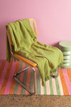 Yellow & Green 100% Recycled Cotton Striped Throw