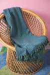 Green & Blue 100% Recycled Cotton Striped Throw