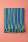 Green & Blue 100% Recycled Cotton Striped Throw