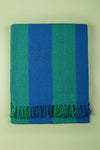 Blue & Green Recycled Cotton Wide Stripe Throw