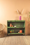 Vintage Green Wooden Shelves <p>W:107.5cm D:23.5cm H:93cm </p>
