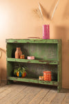 Vintage Green Wooden Shelves <p>W:107.5cm D:23.5cm H:93cm </p>