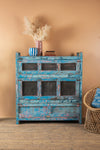 Vintage Blue & Pink Jali Storage Unit <p>W:121cm D:44cm H:133cm </p>