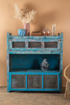 Vintage Blue & Pink Jali Storage Unit <p>W:121cm D:44cm H:133cm </p>