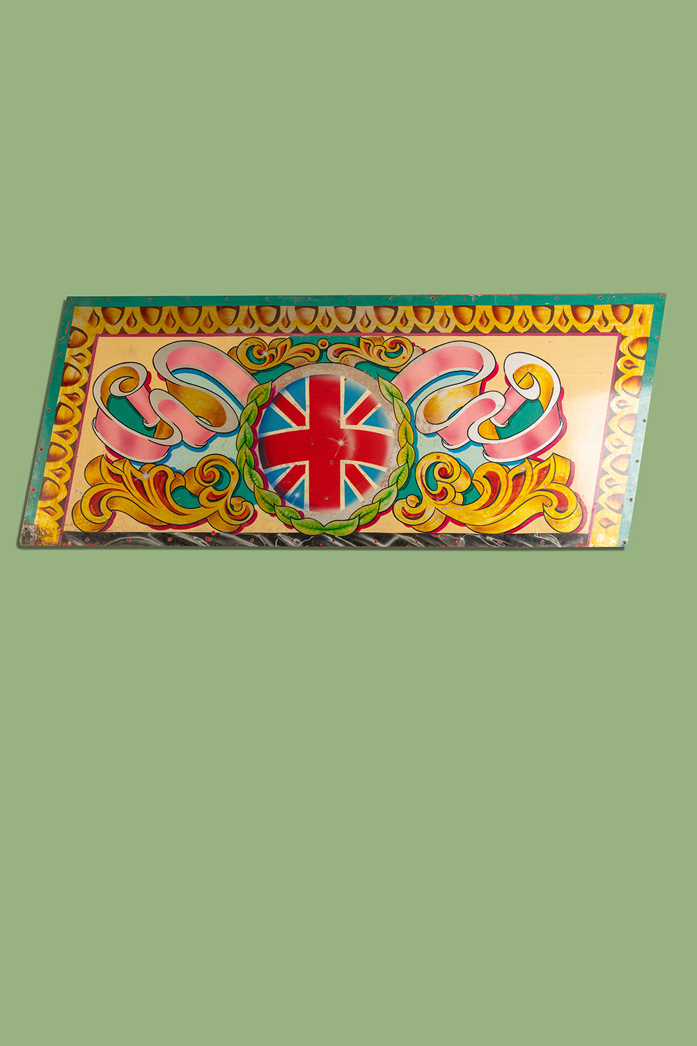 Union Jack Metal Fairground Sign - 01 <p>W:242cm D:0.2cm H:94cm </p>