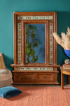 Vintage Wooden Wall Mirror with Tiles