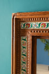 Vintage Wooden Wall Mirror with Tiles