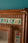 Vintage Wooden Wall Mirror with Tiles