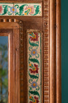 Vintage Wooden Wall Mirror with Tiles