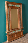 Vintage Wooden Wall Mirror with Tiles