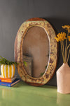 Vintage Wooden Oval Mirror