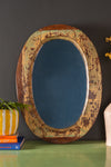 Vintage Wooden Oval Mirror