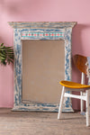 White & Blue Vintage Wall Mirror