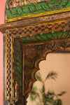 Green & Yellow Ornate Vintage Carved Wall Mirror <p>W:58cm D:10cm H:125cm </p>