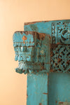 Carved Vintage Blue Wall Mirror <p>W:111cm D:25cm H:110cm </p>