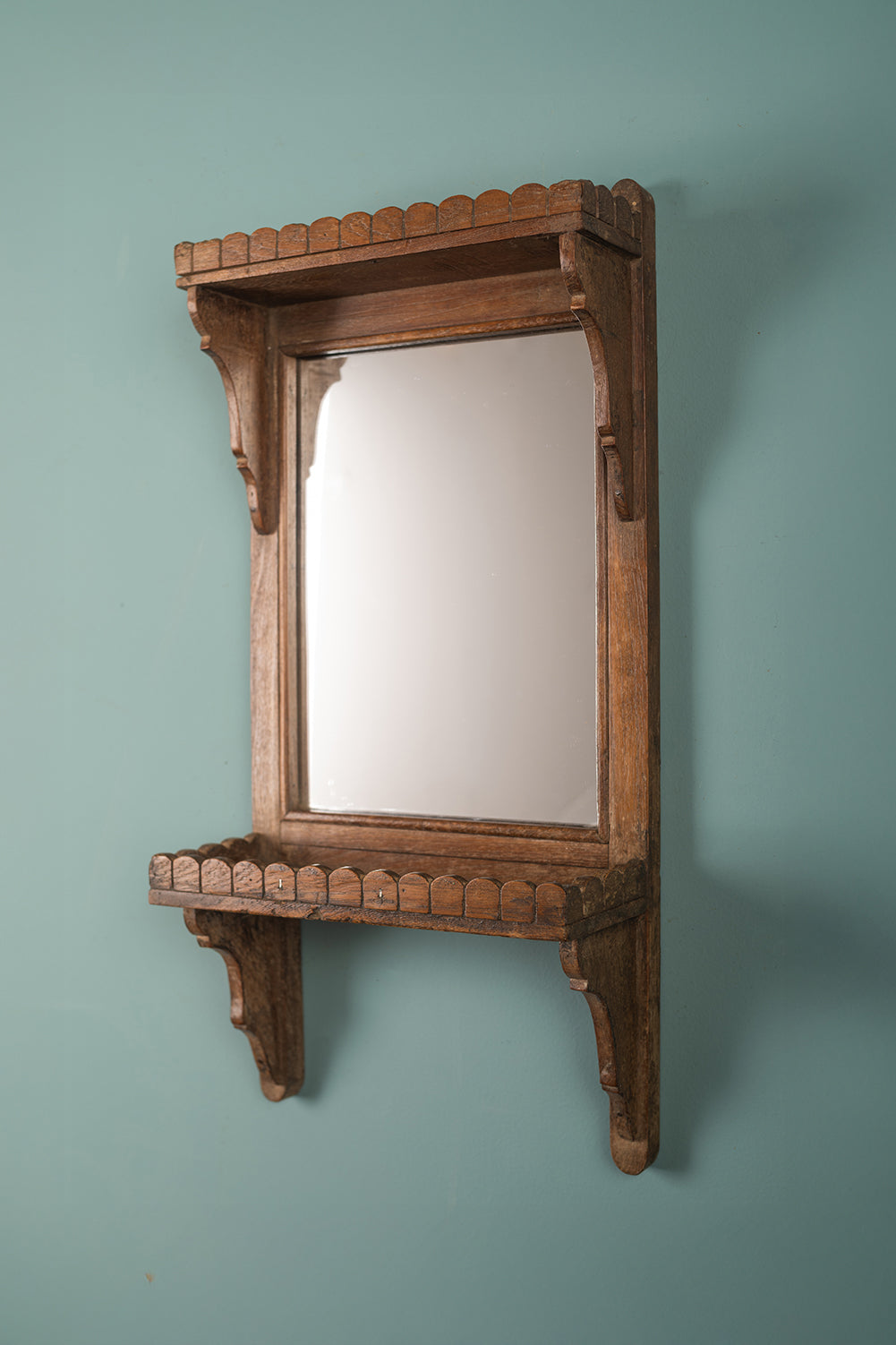 Wooden Vintage Wall Mirror <p>W:28cm D:12cm H:56.5cm </p>
