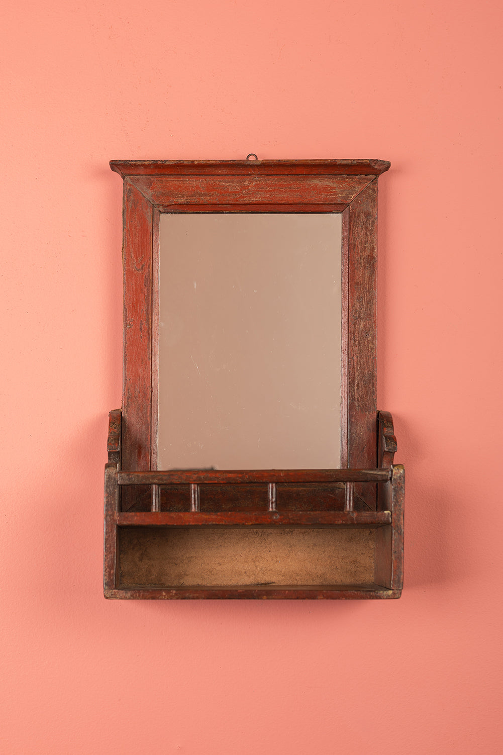 Dark Red Vintage Wall Mirror <p>W:24.5cm D:9cm H:38cm </p>