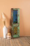 Vintage Green Door Panel Wall Mirror <p>W:34cm D:3cm H:117cm </p>