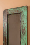 Vintage Green Door Panel Wall Mirror <p>W:34cm D:3cm H:117cm </p>