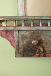 Turquoise & Pink Vintage Wall Mirror <p>W:55cm D:11cm H:66cm </p>