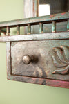 Turquoise & Pink Vintage Wall Mirror <p>W:55cm D:11cm H:66cm </p>