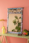 Vintage Purple & Blue Wall Mirror <p>W:78cm D:7cm H:112cm </p>