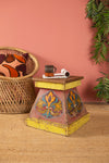Vintage Colourful Wooden Stool <p>W:44cm D:44cm H:44cm </p> - 01
