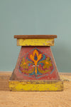 Vintage Colourful Wooden Stool <p>W:44cm D:44cm H:44cm </p> - 02