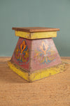 Vintage Colourful Wooden Stool <p>W:44cm D:44cm H:44cm </p> - 02