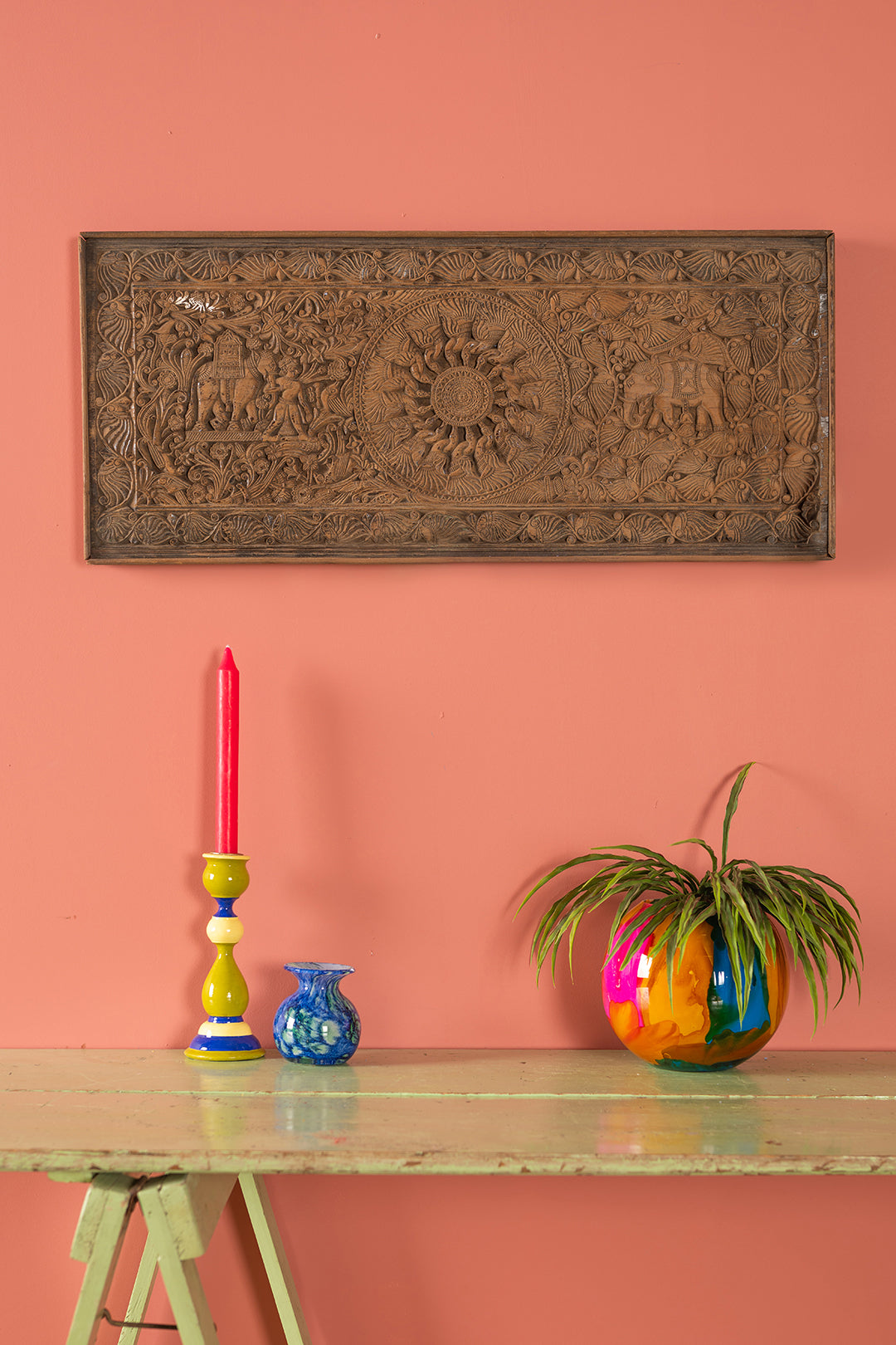 Vintage Carved Wooden Panel