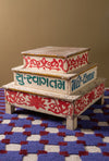 Vintage Decorated Tiered Table <p>W:63cm D:63cm H:50cm </p>