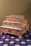Vintage Decorated Tiered Table <p>W:63cm D:63cm H:50cm </p>