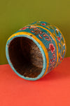 Vintage Hand Painted Wooden Pot (Re-worked) - 298
