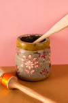 Vintage Hand Painted Wooden Pot (Re-worked) - 308