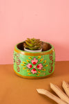 Vintage Hand Painted Wooden Pot (Re-worked) - 342