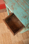Vintage Turquoise Wooden Desk <p>W:61cm D:34cm H:66cm </p>