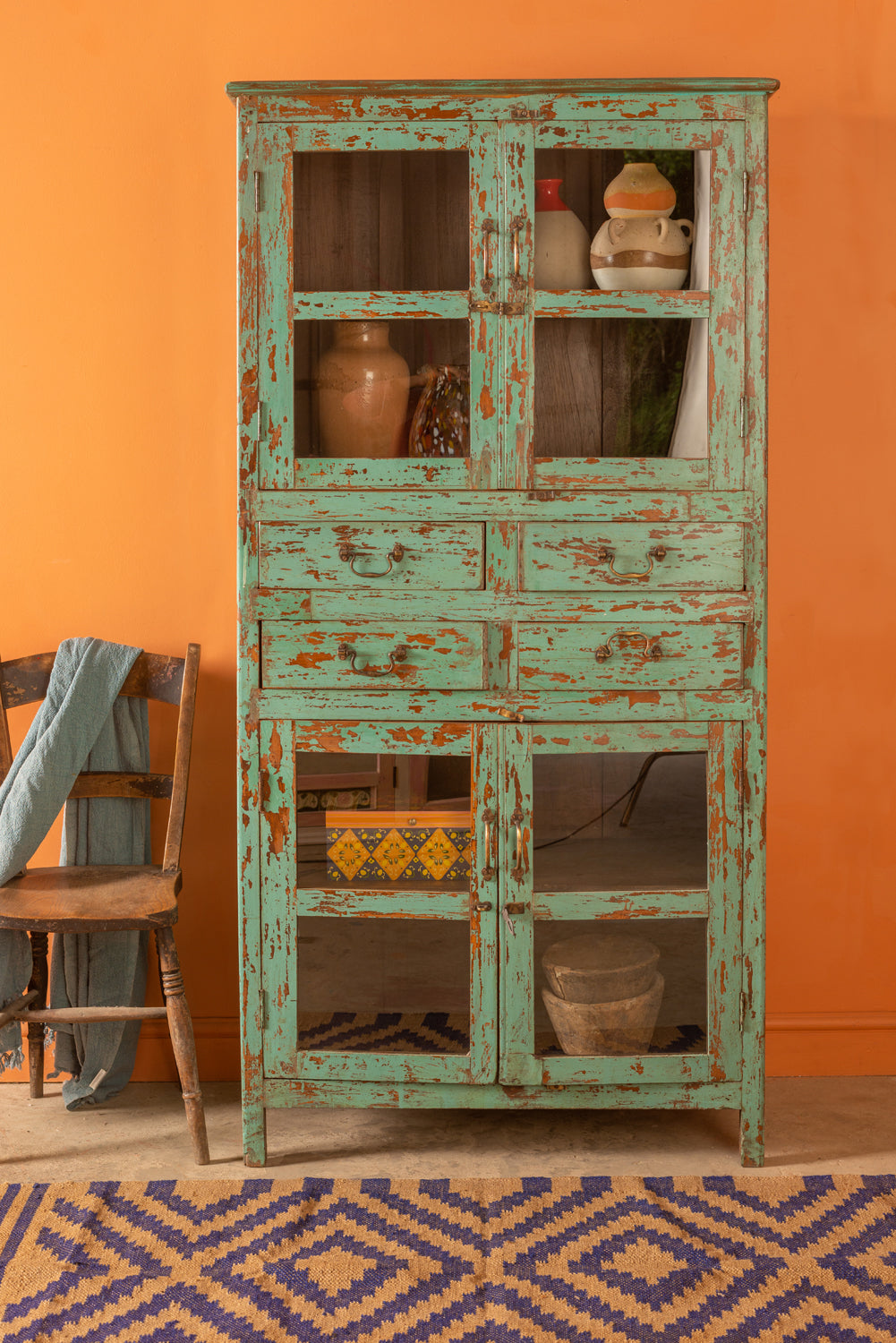Pale Blue Vintage Double Cabinet