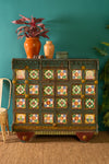 Vintage Wooden Chest with Tiles
