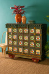 Vintage Wooden Chest with Tiles